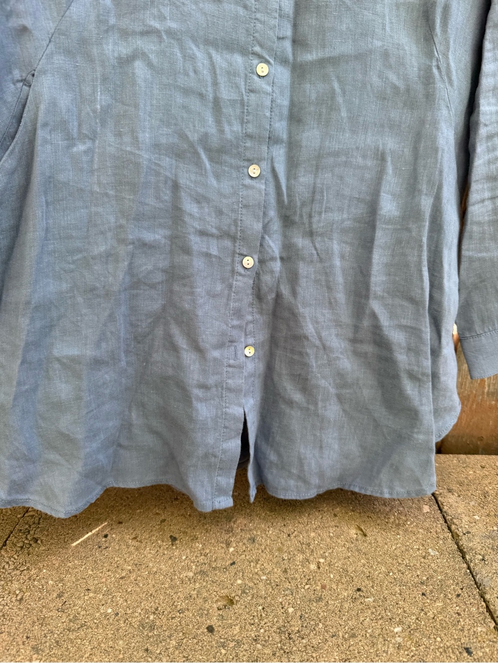 Sigrid Olsen Blue 100% Linen Top Tunic Long Sleeve Button Down Size Medium - Picture 8 of 13
